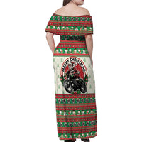 Biker Santa Motorcycle Christmas Family Matching Off Shoulder Maxi Dress and Hawaiian Shirt Santa Claus On A Motorcycle - Wonder Print Shop