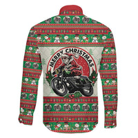 Biker Santa Motorcycle Christmas Family Matching Off Shoulder Short Dress and Hawaiian Shirt Santa Claus On A Motorcycle - Wonder Print Shop