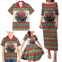 Biker Santa Motorcycle Christmas Family Matching Puletasi and Hawaiian Shirt Santa Claus On A Motorcycle - Wonder Print Shop