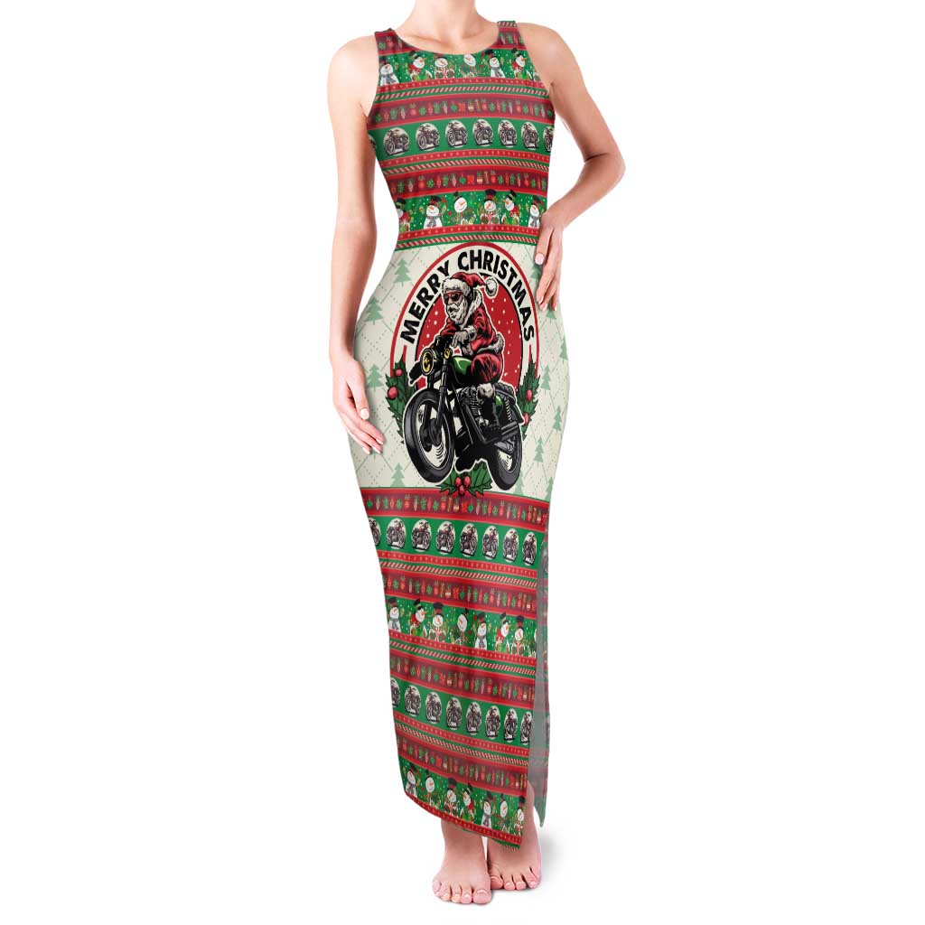 Biker Santa Motorcycle Christmas Family Matching Tank Maxi Dress and Hawaiian Shirt Santa Claus On A Motorcycle - Wonder Print Shop