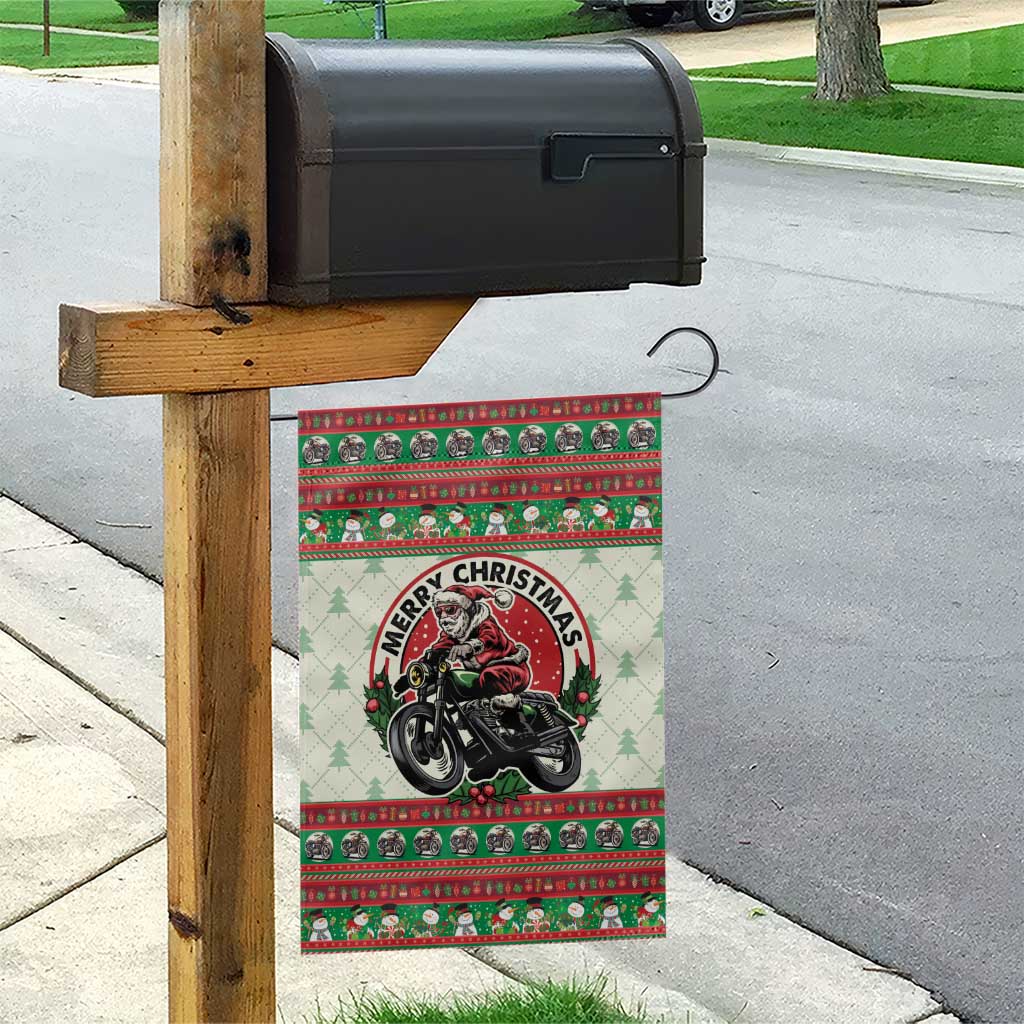 Biker Santa Motorcycle Christmas Garden Flag Santa Claus On A Motorcycle - Wonder Print Shop