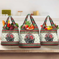 Biker Santa Motorcycle Christmas Grocery Bag Santa Claus On A Motorcycle - Wonder Print Shop