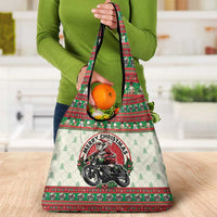Biker Santa Motorcycle Christmas Grocery Bag Santa Claus On A Motorcycle - Wonder Print Shop