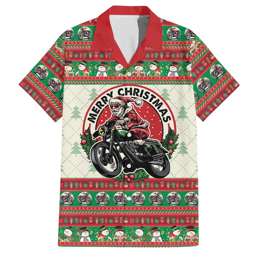 Biker Santa Motorcycle Christmas Hawaiian Shirt Santa Claus On A Motorcycle - Wonder Print Shop