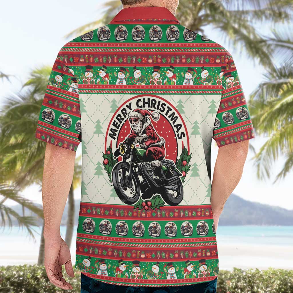Biker Santa Motorcycle Christmas Hawaiian Shirt Santa Claus On A Motorcycle - Wonder Print Shop