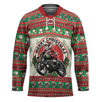 Biker Santa Motorcycle Christmas Hockey Jersey Santa Claus On A Motorcycle - Wonder Print Shop