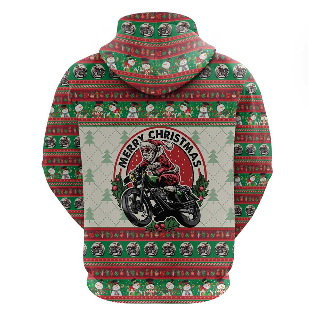 Biker Santa Motorcycle Christmas Hoodie Santa Claus On A Motorcycle - Wonder Print Shop