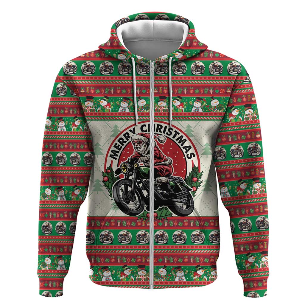 Biker Santa Motorcycle Christmas Hoodie Santa Claus On A Motorcycle - Wonder Print Shop