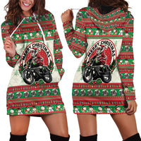 Biker Santa Motorcycle Christmas Hoodie Dress Santa Claus On A Motorcycle - Wonder Print Shop