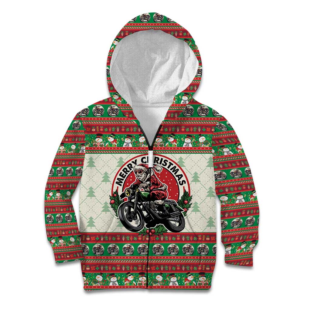 Biker Santa Motorcycle Christmas Kid Hoodie Santa Claus On A Motorcycle - Wonder Print Shop