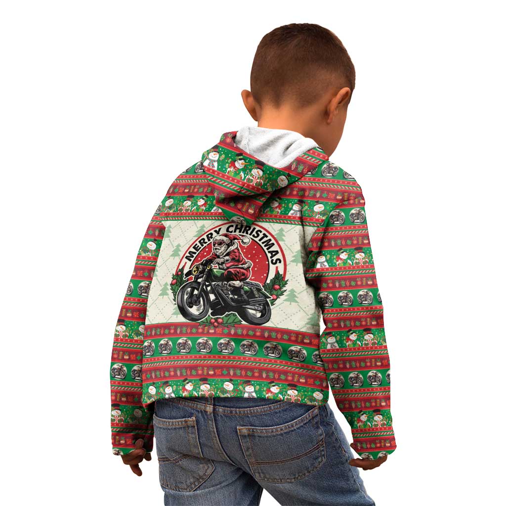 Biker Santa Motorcycle Christmas Kid Hoodie Santa Claus On A Motorcycle - Wonder Print Shop