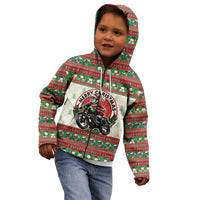 Biker Santa Motorcycle Christmas Kid Hoodie Santa Claus On A Motorcycle - Wonder Print Shop