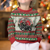 Biker Santa Motorcycle Christmas Kid Ugly Christmas Sweater Santa Claus On A Motorcycle - Wonder Print Shop