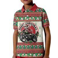 Biker Santa Motorcycle Christmas Kid Polo Shirt Santa Claus On A Motorcycle - Wonder Print Shop