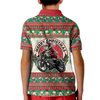 Biker Santa Motorcycle Christmas Kid Polo Shirt Santa Claus On A Motorcycle - Wonder Print Shop
