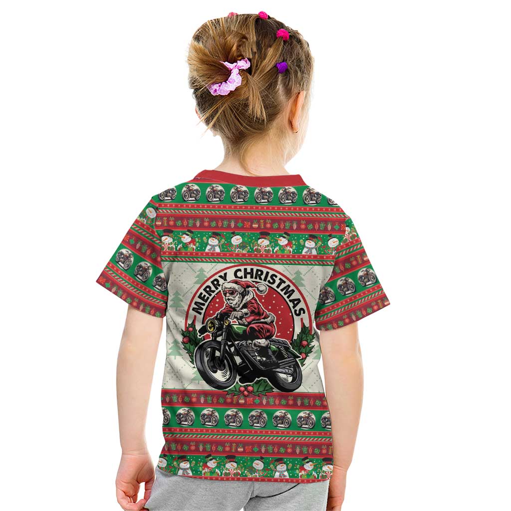 Biker Santa Motorcycle Christmas Kid T Shirt Santa Claus On A Motorcycle - Wonder Print Shop