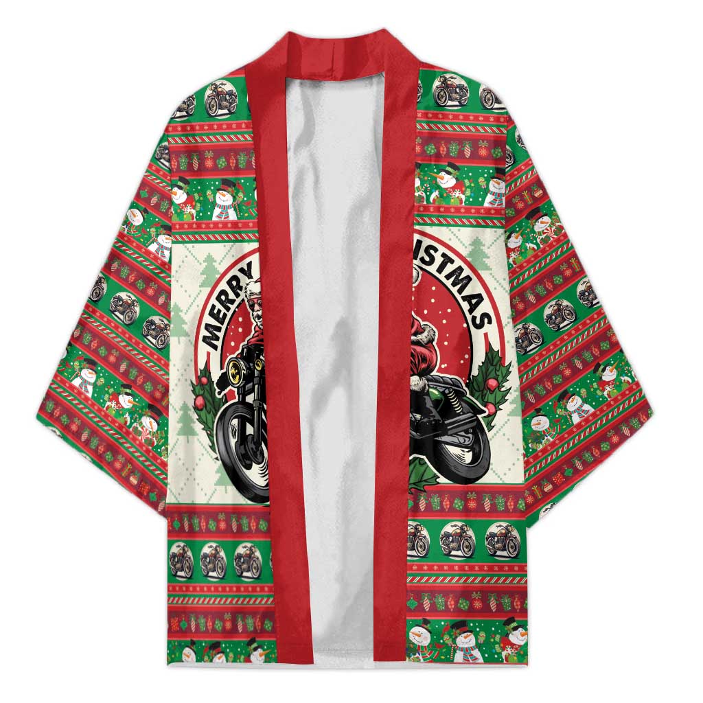 Biker Santa Motorcycle Christmas Kimono Santa Claus On A Motorcycle - Wonder Print Shop