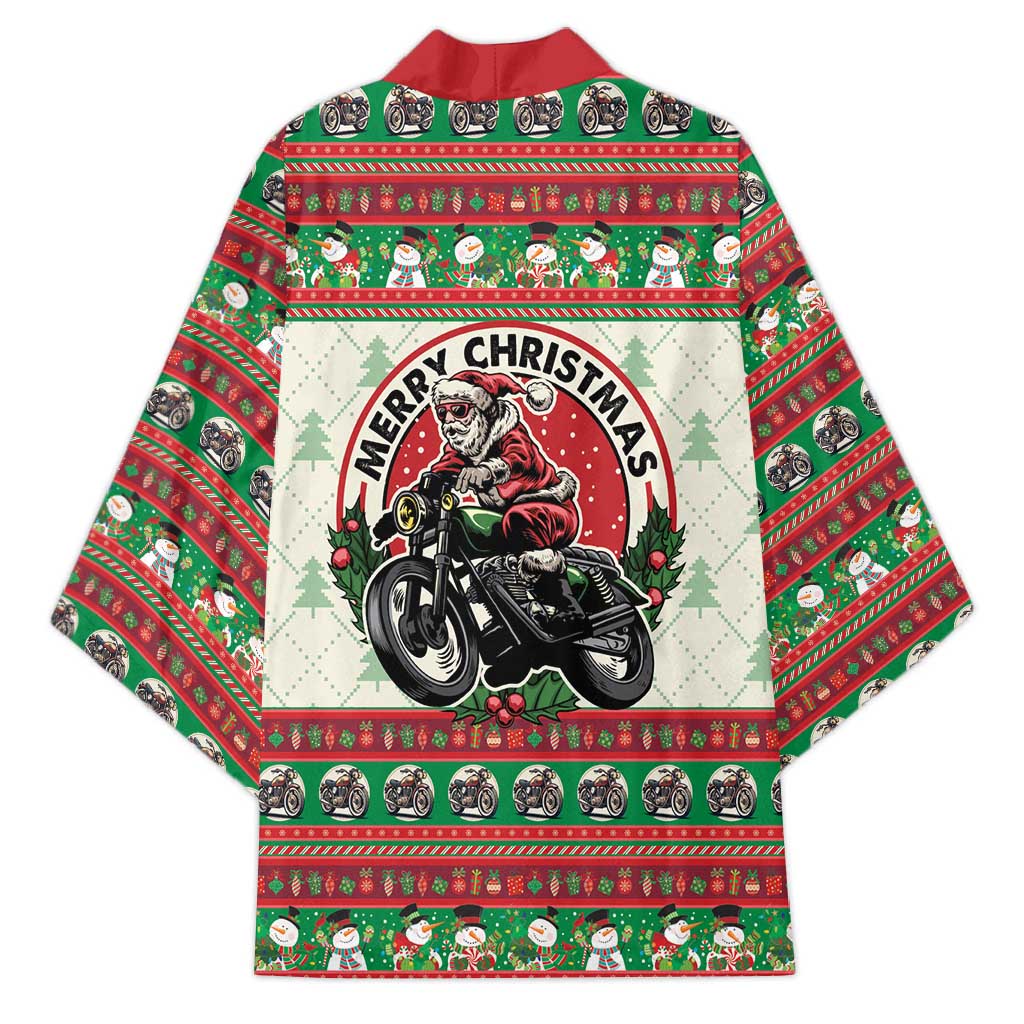 Biker Santa Motorcycle Christmas Kimono Santa Claus On A Motorcycle - Wonder Print Shop