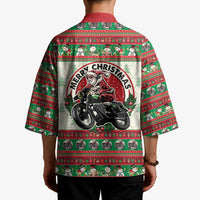 Biker Santa Motorcycle Christmas Kimono Santa Claus On A Motorcycle - Wonder Print Shop