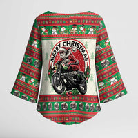 Biker Santa Motorcycle Christmas Kimono Sleeve Blouse Santa Claus On A Motorcycle - Wonder Print Shop