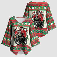 Biker Santa Motorcycle Christmas Kimono Sleeve Blouse Santa Claus On A Motorcycle - Wonder Print Shop