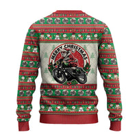 Biker Santa Motorcycle Christmas Ugly Christmas Sweater Santa Claus On A Motorcycle - Wonder Print Shop