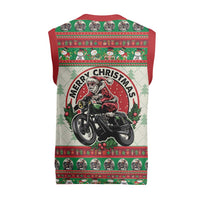 Biker Santa Motorcycle Christmas Knitted V-Neck Vest Santa Claus On A Motorcycle - Wonder Print Shop