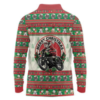 Biker Santa Motorcycle Christmas Long Sleeve Polo Shirt Santa Claus On A Motorcycle - Wonder Print Shop