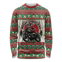 Biker Santa Motorcycle Christmas Long Sleeve Shirt Santa Claus On A Motorcycle - Wonder Print Shop