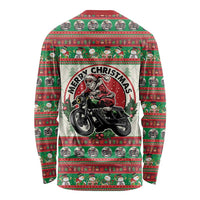 Biker Santa Motorcycle Christmas Long Sleeve Shirt Santa Claus On A Motorcycle - Wonder Print Shop