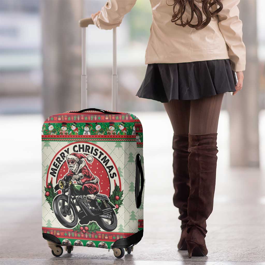 Biker Santa Motorcycle Christmas Luggage Cover Santa Claus On A Motorcycle - Wonder Print Shop