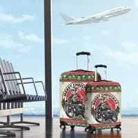 Biker Santa Motorcycle Christmas Luggage Cover Santa Claus On A Motorcycle - Wonder Print Shop