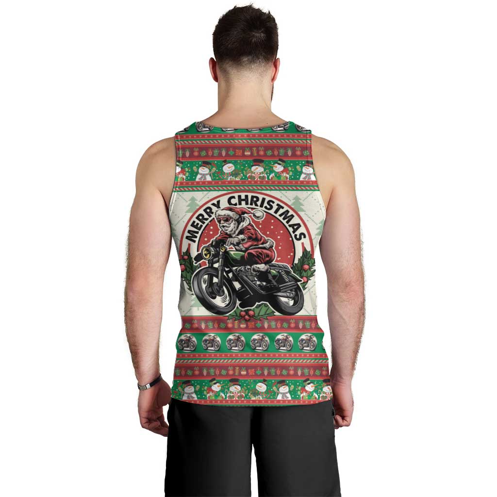 Biker Santa Motorcycle Christmas Men Tank Top Santa Claus On A Motorcycle - Wonder Print Shop
