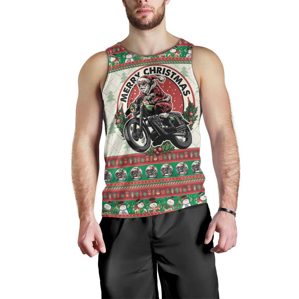 Biker Santa Motorcycle Christmas Men Tank Top Santa Claus On A Motorcycle - Wonder Print Shop