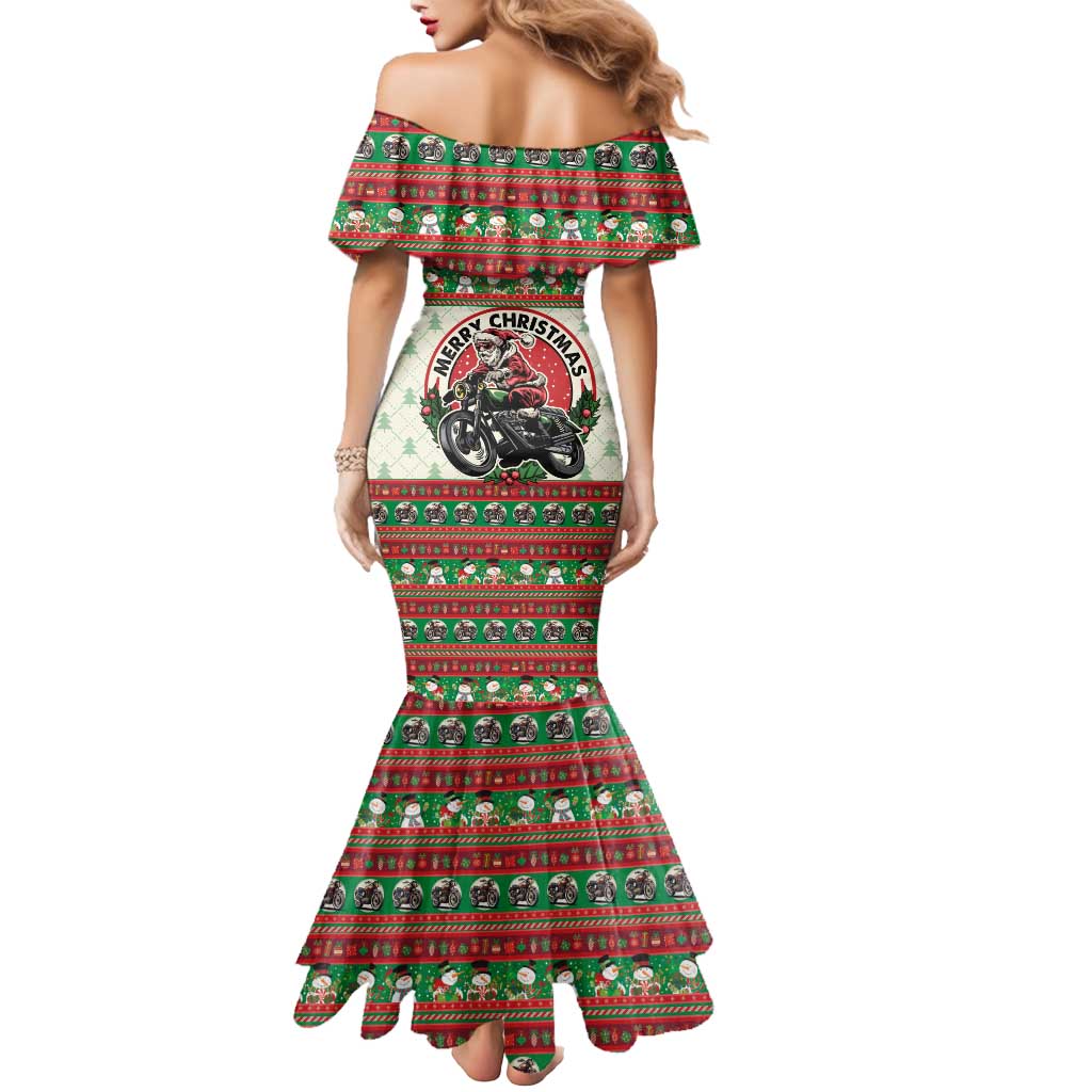 Biker Santa Motorcycle Christmas Mermaid Dress Santa Claus On A Motorcycle - Wonder Print Shop