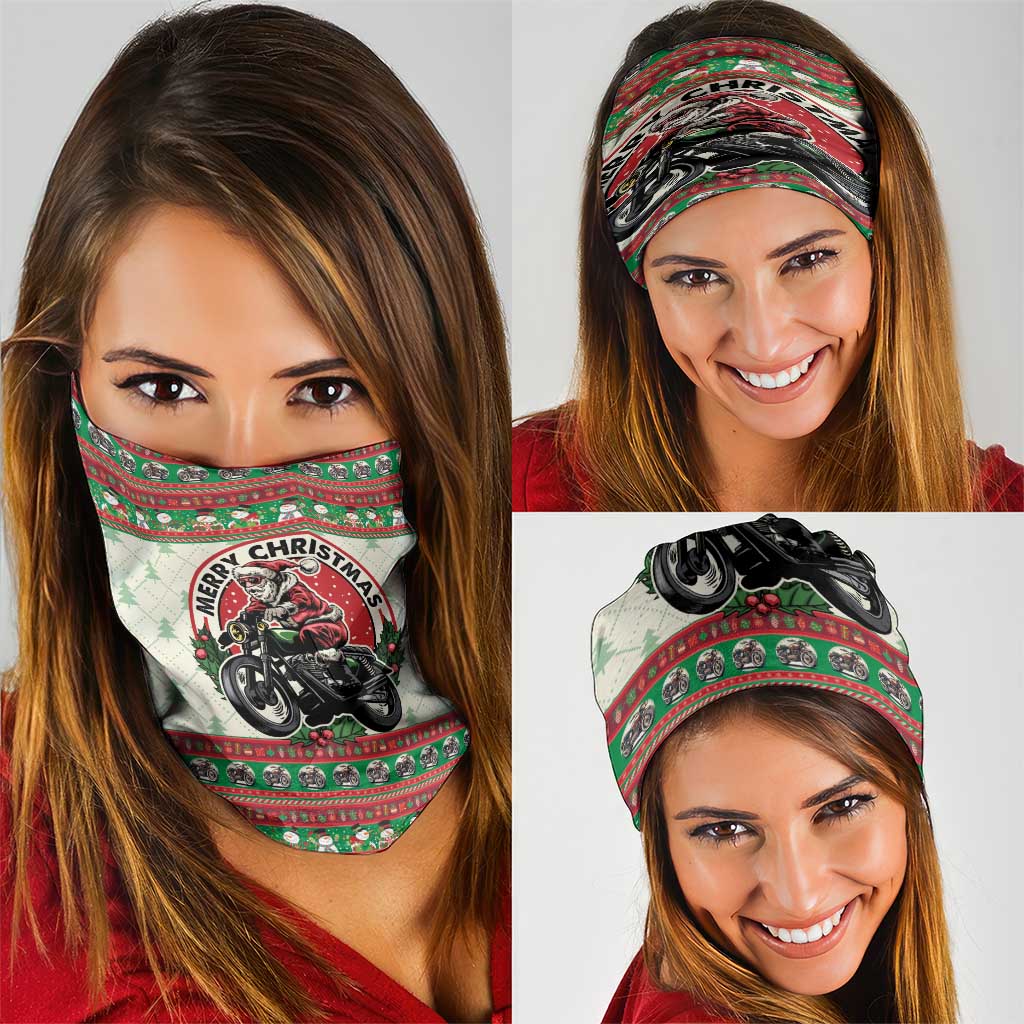 Biker Santa Motorcycle Christmas Neck Gaiter Santa Claus On A Motorcycle - Wonder Print Shop