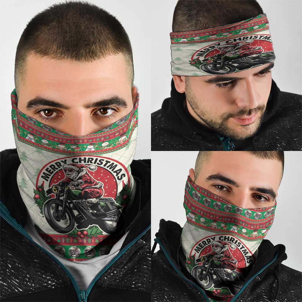 Biker Santa Motorcycle Christmas Neck Gaiter Santa Claus On A Motorcycle - Wonder Print Shop