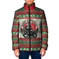 Biker Santa Motorcycle Christmas Padded Jacket Santa Claus On A Motorcycle - Wonder Print Shop