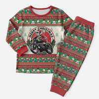 Biker Santa Motorcycle Christmas Pajama Set Santa Claus On A Motorcycle - Wonder Print Shop