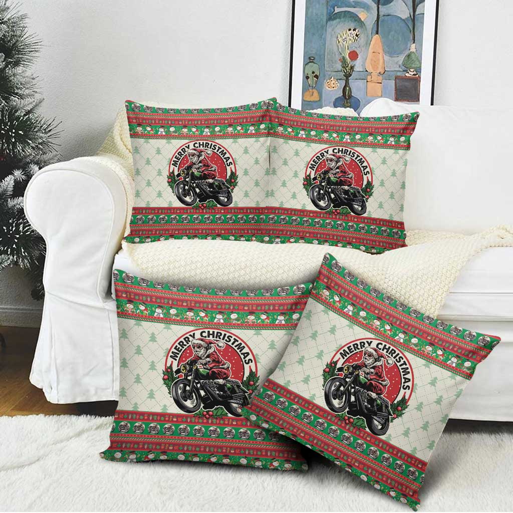 Biker Santa Motorcycle Christmas Pillow Cover Santa Claus On A Motorcycle - Wonder Print Shop