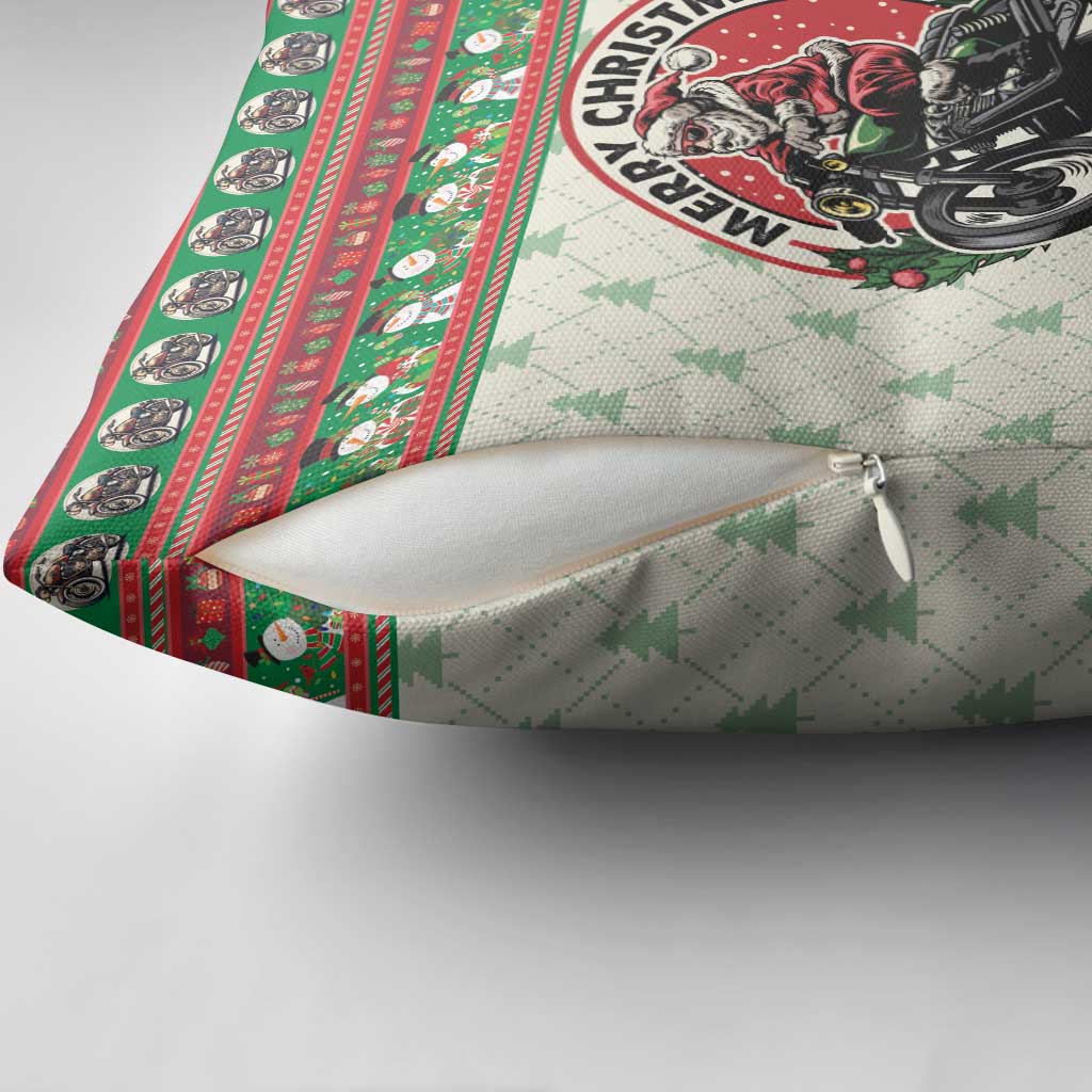 Biker Santa Motorcycle Christmas Pillow Cover Santa Claus On A Motorcycle - Wonder Print Shop