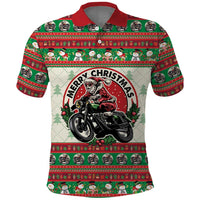 Biker Santa Motorcycle Christmas Polo Shirt Santa Claus On A Motorcycle - Wonder Print Shop