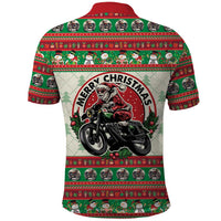 Biker Santa Motorcycle Christmas Polo Shirt Santa Claus On A Motorcycle - Wonder Print Shop