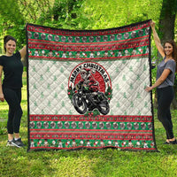 Biker Santa Motorcycle Christmas Quilt Santa Claus On A Motorcycle - Wonder Print Shop