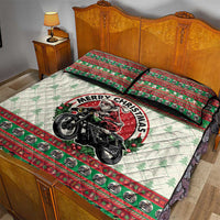 Biker Santa Motorcycle Christmas Quilt Bed Set Santa Claus On A Motorcycle - Wonder Print Shop