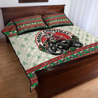 Biker Santa Motorcycle Christmas Quilt Bed Set Santa Claus On A Motorcycle - Wonder Print Shop