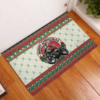 Biker Santa Motorcycle Christmas Rubber Doormat Santa Claus On A Motorcycle - Wonder Print Shop