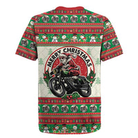 Biker Santa Motorcycle Christmas Rugby Jersey Santa Claus On A Motorcycle - Wonder Print Shop