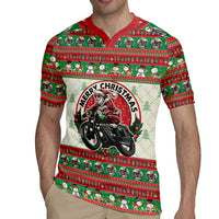 Biker Santa Motorcycle Christmas Rugby Jersey Santa Claus On A Motorcycle - Wonder Print Shop