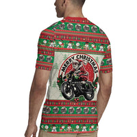Biker Santa Motorcycle Christmas Rugby Jersey Santa Claus On A Motorcycle - Wonder Print Shop